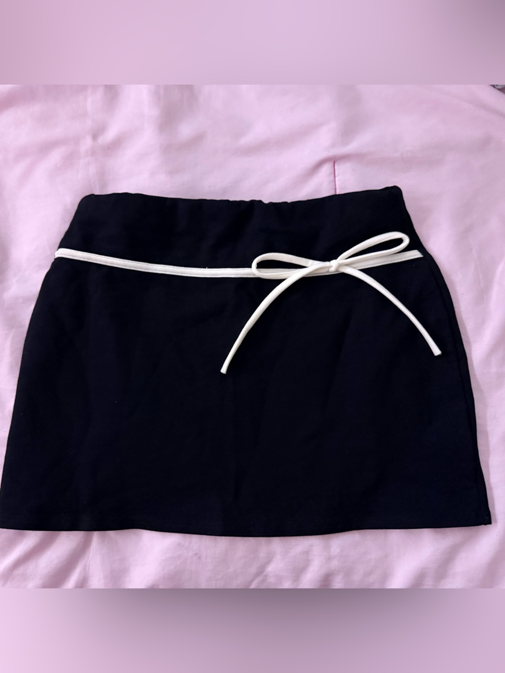 Women’s Black Mini Skirt with White Trim
